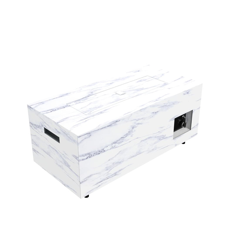 Foyer de table rectangulaire 42 po au propane gris avec couvercle, couvercle, pierre de lave, côté pour le rangement du réservoir, table d'extérieur attrayante de 42 po pour le patio, tirage rectangulaire gris