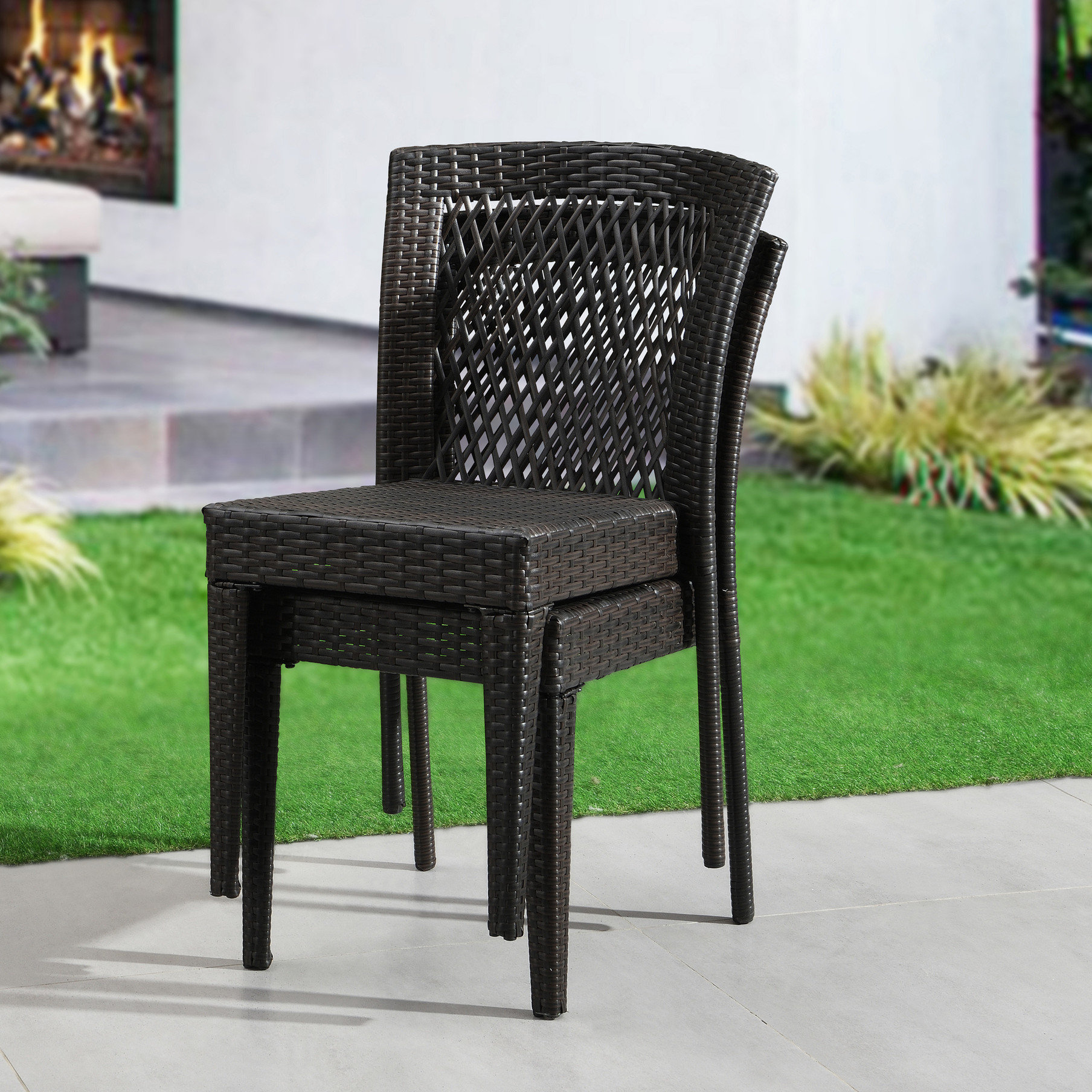 Canora Grey Outdoor Stackable Patio Chairs (2), -, 400Lbs Weight, Steel ...