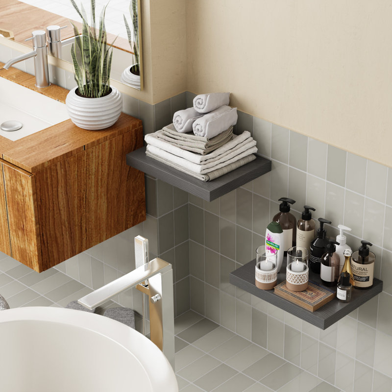 Floating Shelves for Wall, Floating Shelf Wall Mounted Set of 2, Wall Shelf with Invisible Bracket, Hanging Shelf for Bathroom, Bedroom, Office, Living Room Decor