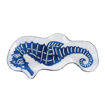 Seahorse Slump Glass Coastal Novelty Decorative Shaped Dish Plate