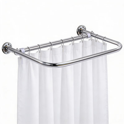 Tringle de rideau de douche 5 'en D avec finition aluminium