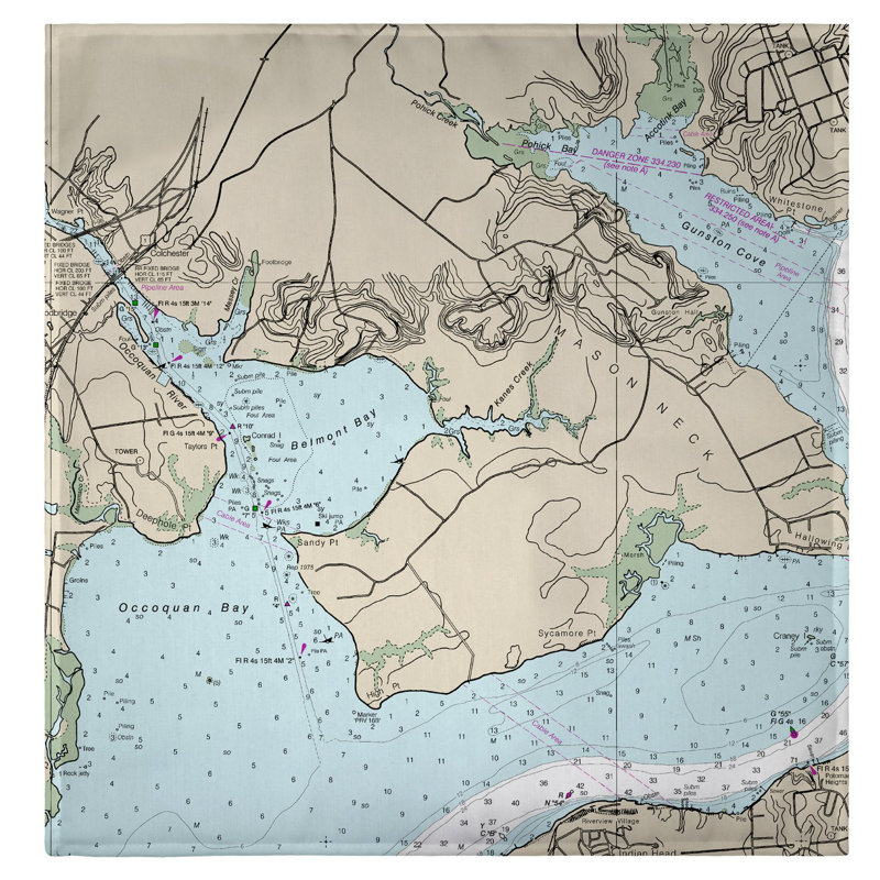 Serviette à main occoquan nautique map Sebergham