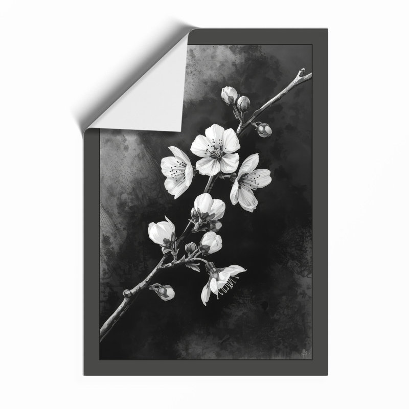 Moonlit Cherry Blossom Botanical - Framed Print, A1 - 84.1 x 59.4 cm, Unframed