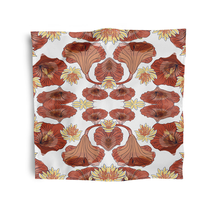 Chanley Polyester Floral Square Napkin, Orange
