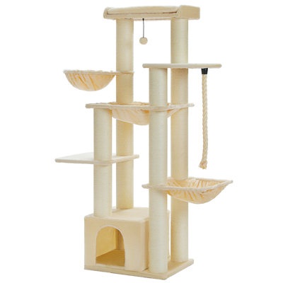 Arbre à chat XXL, tour pour chat robuste de 67 po pour grands chats adultes avec 13 poteaux à griffer épais (Φ4,3), grand perchoir, condo spacieux, hamac - pour Maine Coon jusqu'à 20 lb