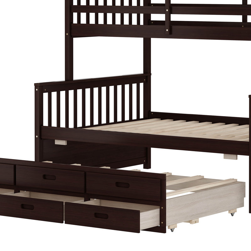 Katrine Twin-Over-Full Bunk Bed with Twin size Trundle, Espresso