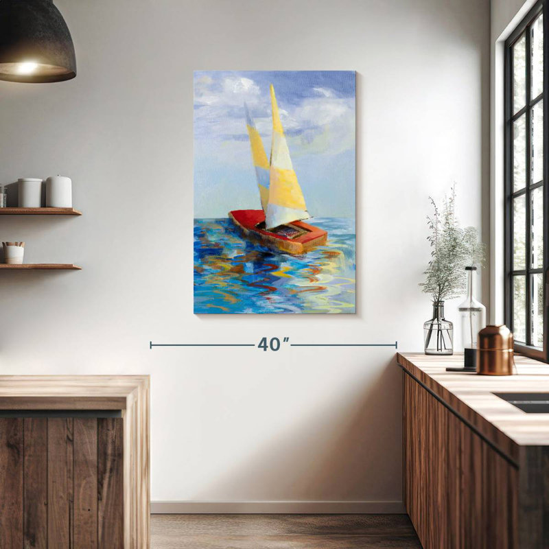 Mehar Red Sailboat, 39" H x 26" W