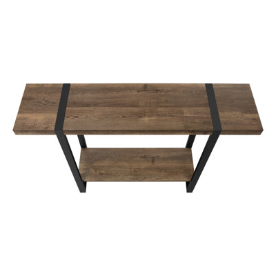 Accent Table, Console, Entryway, Narrow, Sofa, Living Room, Bedroom, Brown Laminate, Black Metal, Contemporary, Modern