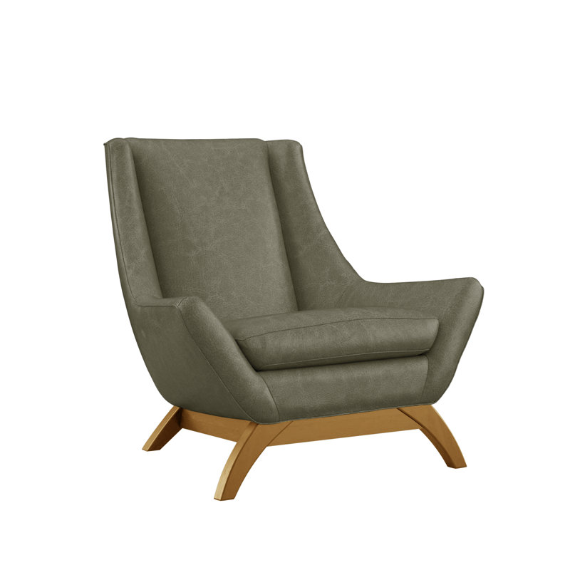 Jasper Leather Armchair, Outlaw Heather, French Oak