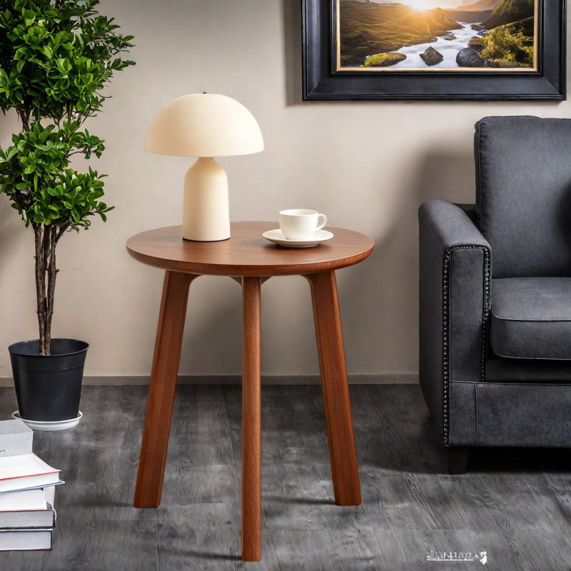 Tables de bout Modern, table d'appoint ronde en bois d'hévéa massif pour la maison