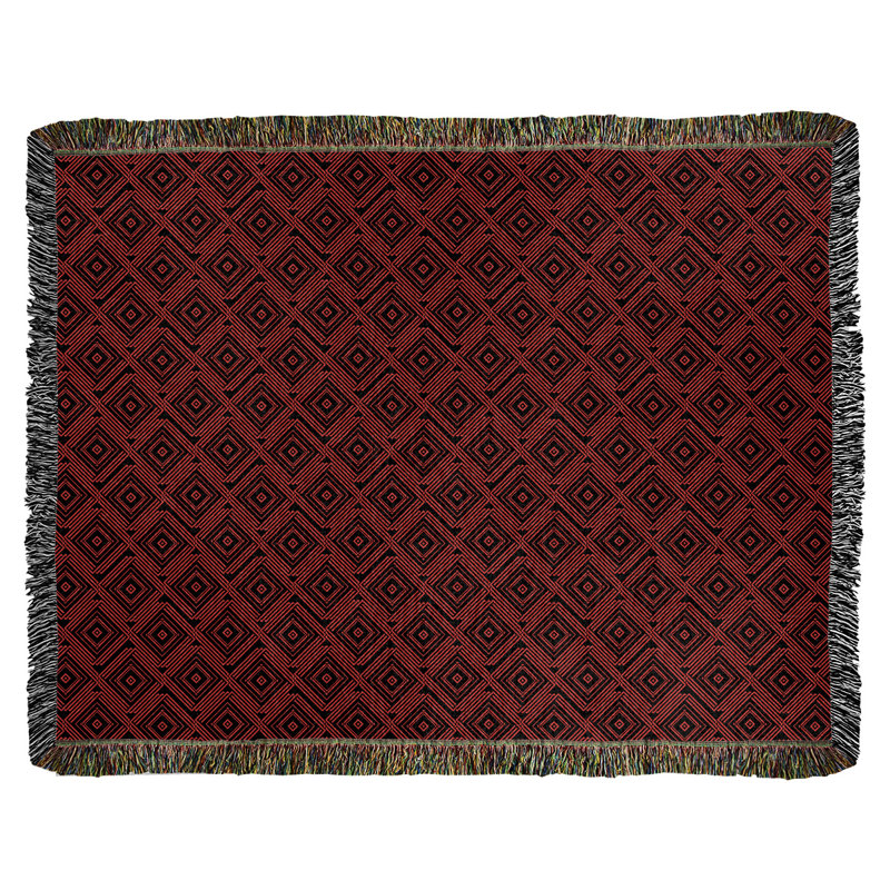 Couverture en coton tissé Katelyn Elizabeth, l 60 po x L 80 po, Noir / rouge
