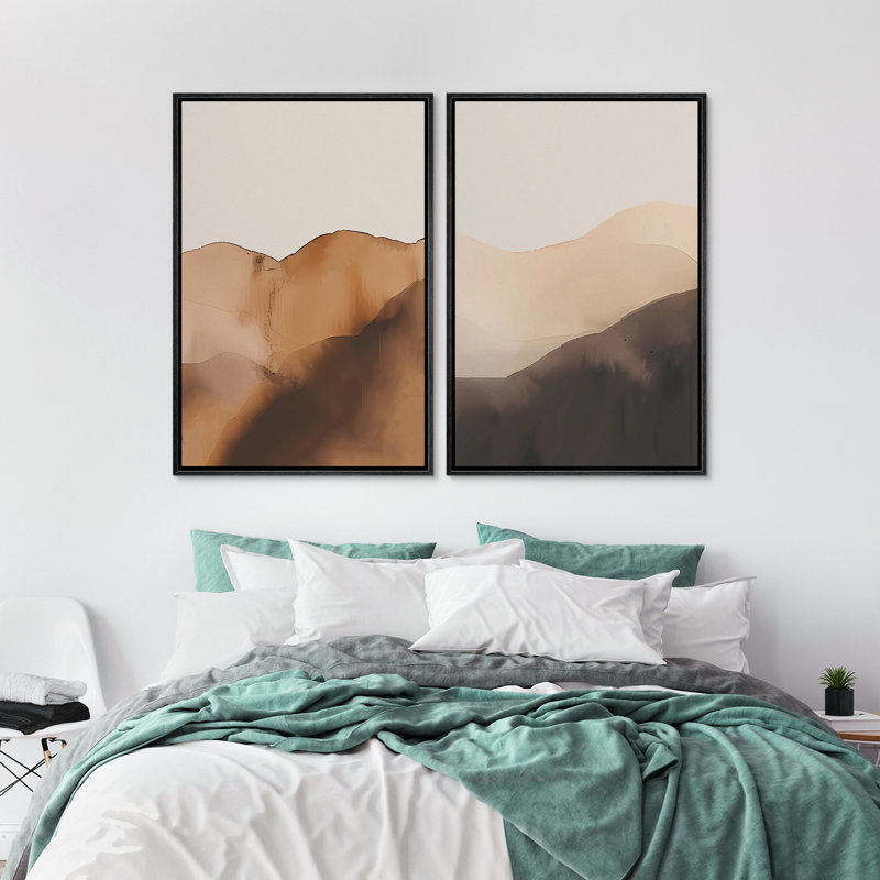Abstrait art abstrait brun, paysage de montagne, art mural neutre moderne minimaliste, salon, Noir, H 36 po x l 24 po