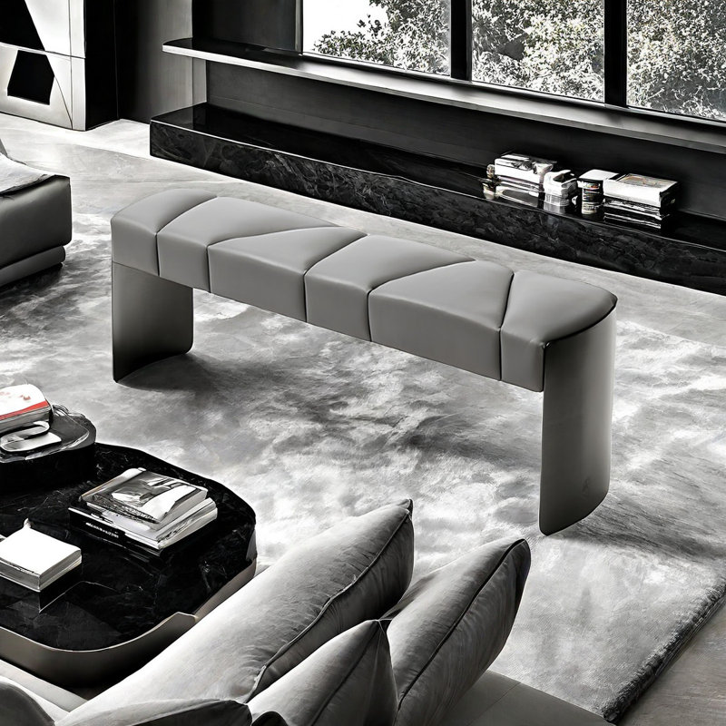 Banc rembourré Minimalist Light Luxury, H 16,53 po x l 62,99 po x P 15,74 po