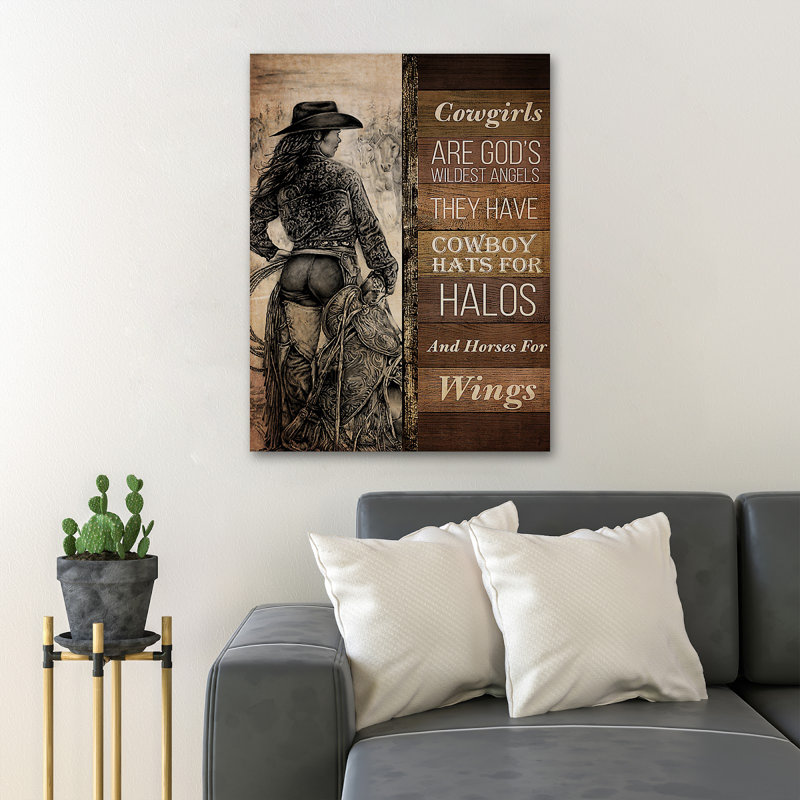 «Black Cowgirl Cowgirls Are God Wildest Angels», impression sur toile tendue, H 14 po x l 11 po x P 2 po