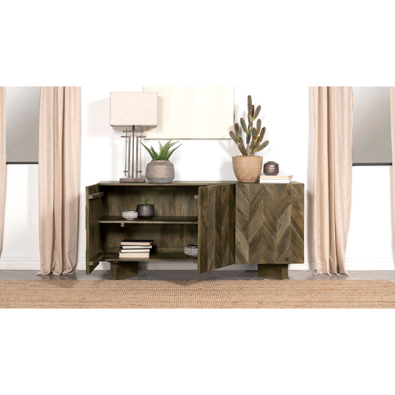 Shyanne 3-door Solid Wood Sideboard Buffet Cabinet Mango Brown