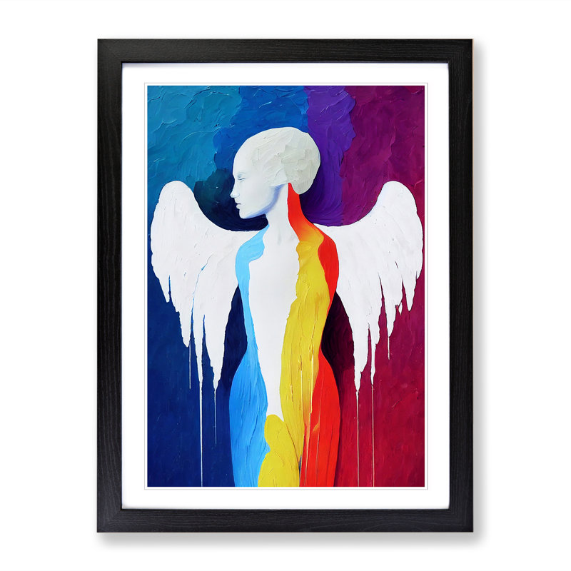 FRM-V0523-93X Angel Palette Knife Vol.2 - Single Picture Frame Print, 34cm H x 25cm W x 2cm D, Walnut Framed