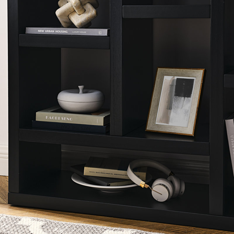 Bibliothèque de rangement autoportante de 43 po de largeur, présentoir à cubes avec 7 espaces de rangement, Noir