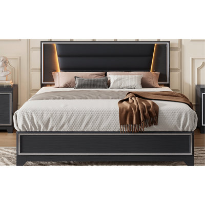 Lit pour grand lit tapissier noir Pu