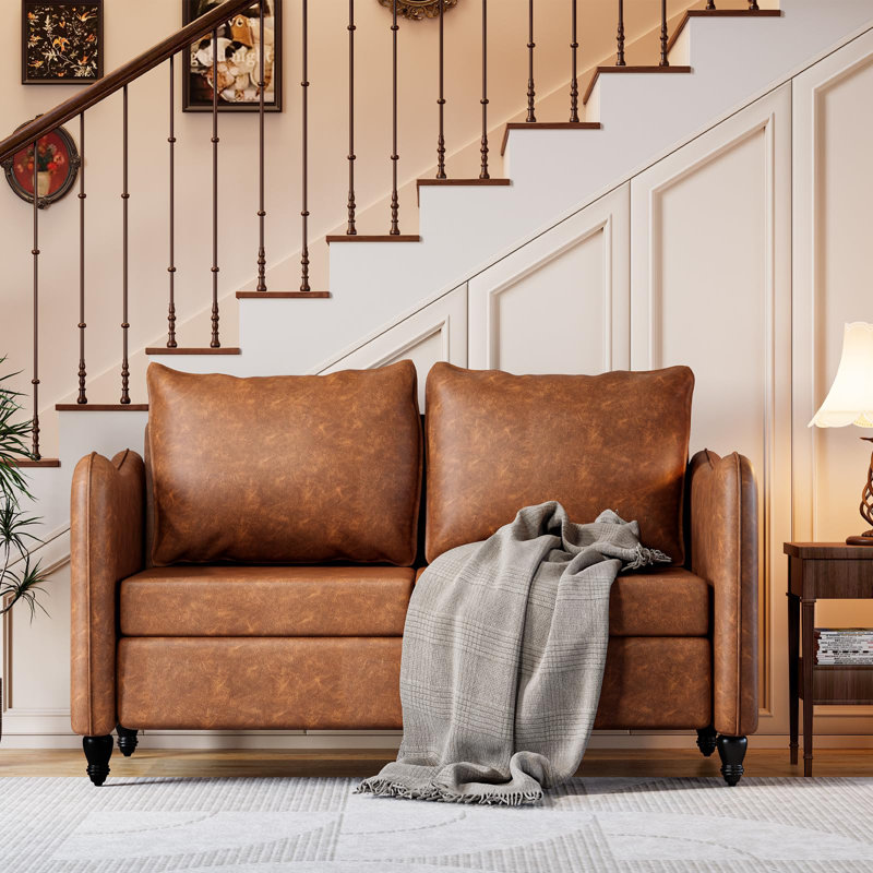 2 Seater Sofa Loveseat Couch, Brown