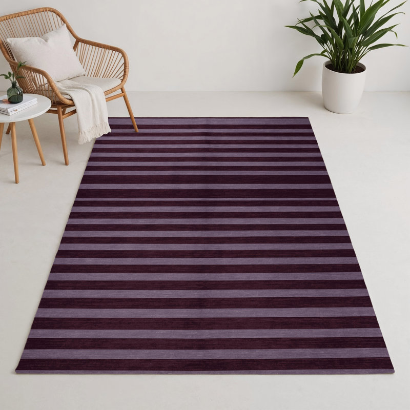 Tapis intérieur / extérieur rouge HorizontalStripes, Rectangulaire 3 pi x 5 pi