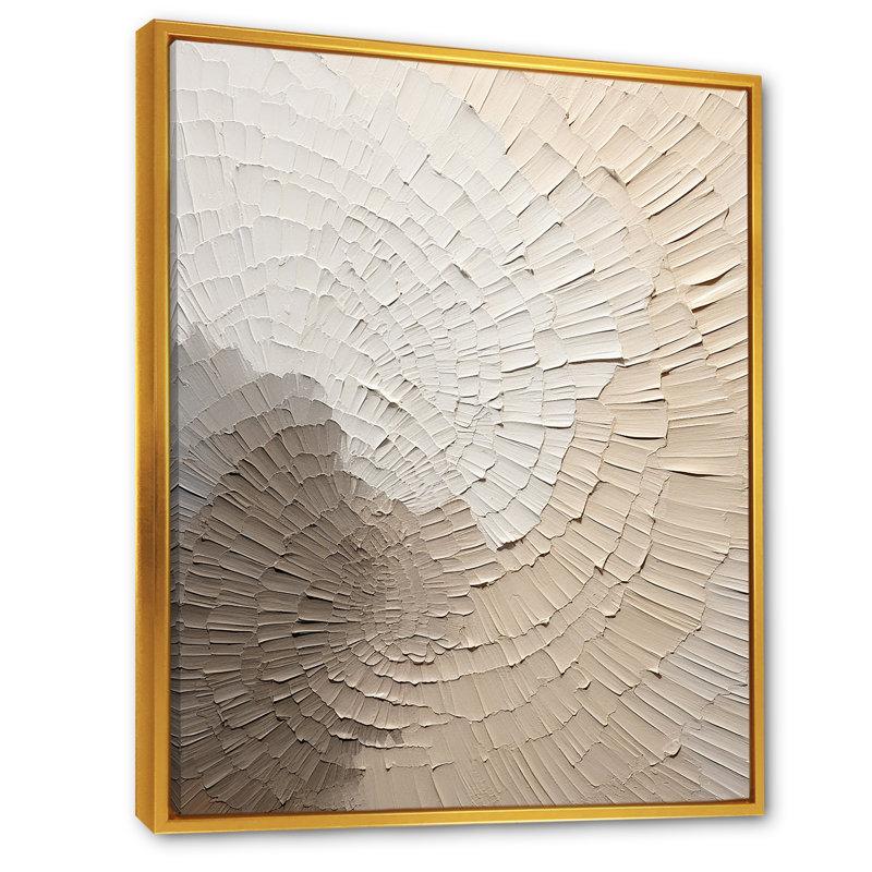 Minimaliste gracieux, art discret beige - Art mural minimaliste, H 40 po x l 30 po, Reproduction avec cadre flottant, Doré