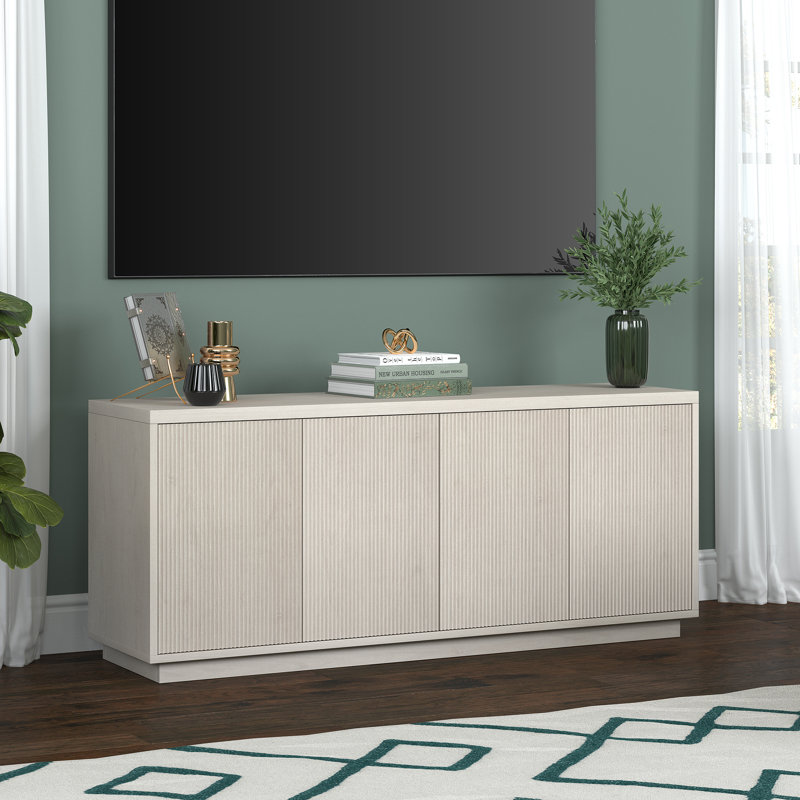 Hanson Rectangular Fluted TV Stand for TV's up to 65" in Alder White, Alder White