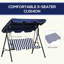 Balancelle de patio bleu foncé 3 Coussin amovible. Fabrication en acier. Auvent réglable pour le jardin, la cour. Profitez du plein air. Capacité de charge de 440 lb. L 67,75 po x P 43,25 po x H 60,25 po.