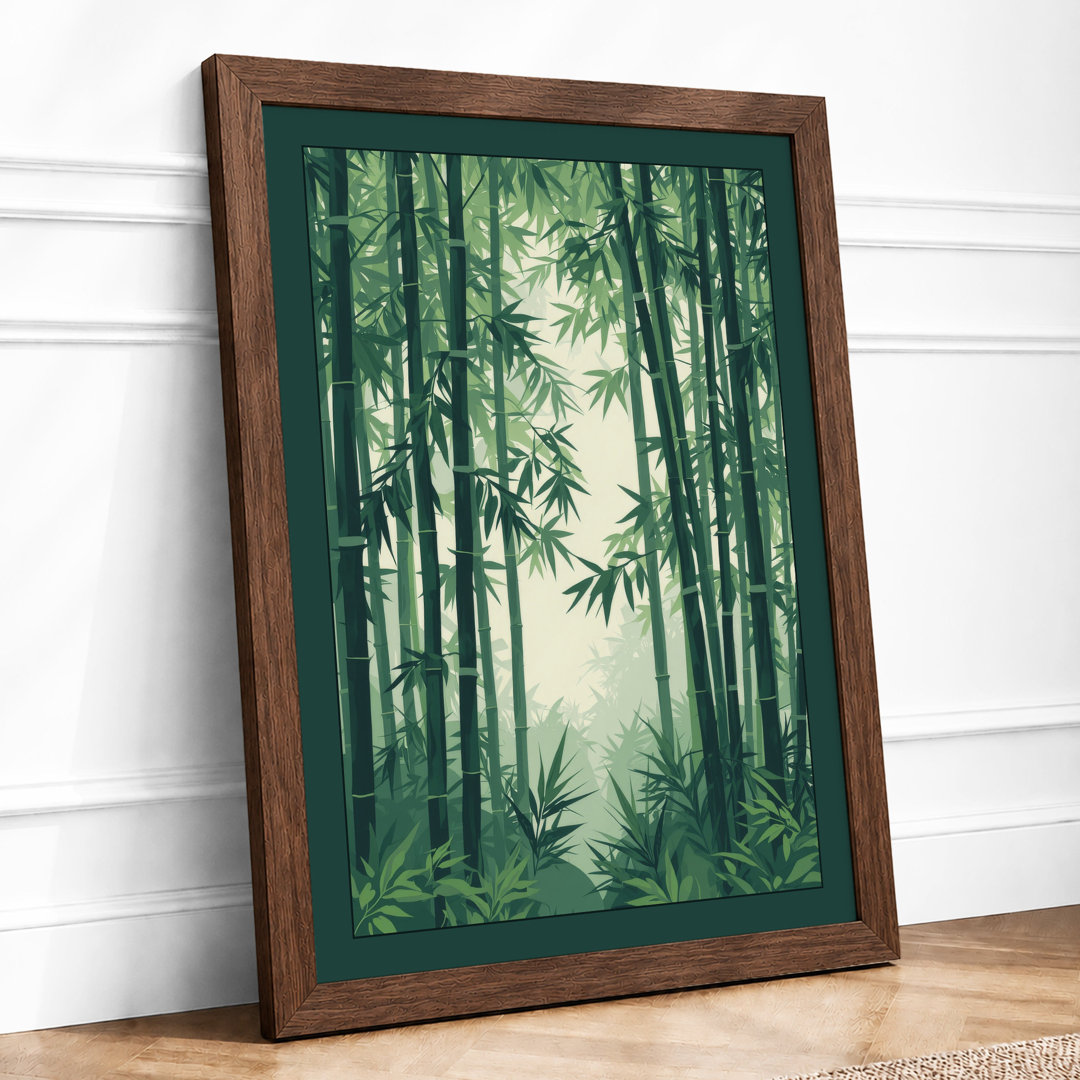 Misty Bamboo Grove Japandi - Framed Print