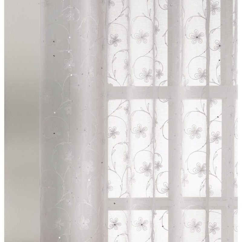 Rockridge Sheer Curtain Pair, White, 140cm Width x 122cm Drop