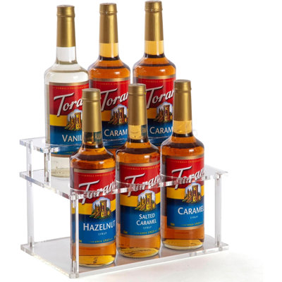 Acrylic Coffee Syrup Organizer, 2 Tier Coffee Syrup Rack ,6 Bottle Capacity, Syrup Bottle Holder Stand for Coffee Bar, Kitchen Countertop Syrups, Condiments and Wine