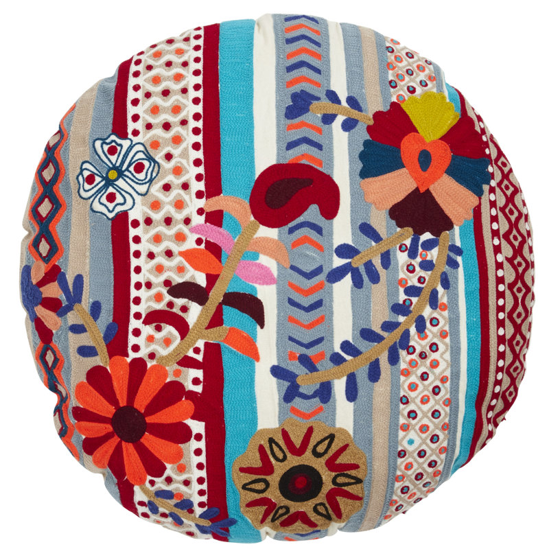 Floral Cotton Blend Throw Pillow
