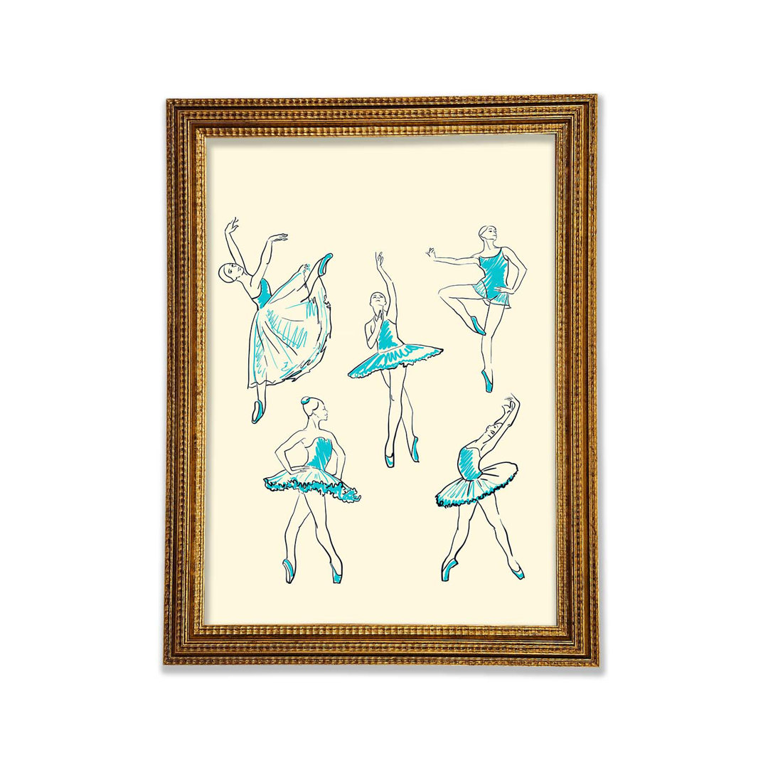 Blaue Ballerina 3 - Einzelne Bilderrahmen Kunstdrucke