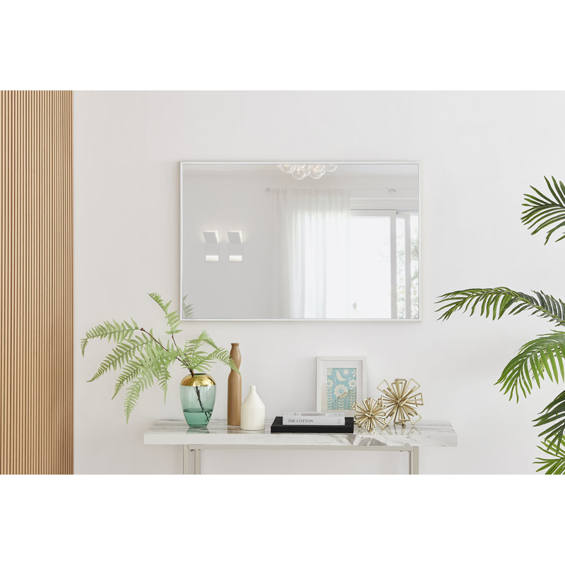 Miroir mural Alcantera, 39,4 po x 26 po, Blanc lustré