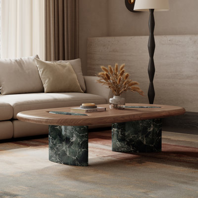 Rustic Farmhouse Wood Coffee Table Minimalist Walnut Rectangle Living Room Center Table