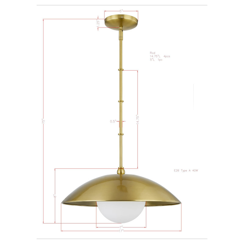 Luminaire suspendu Lilah, doré