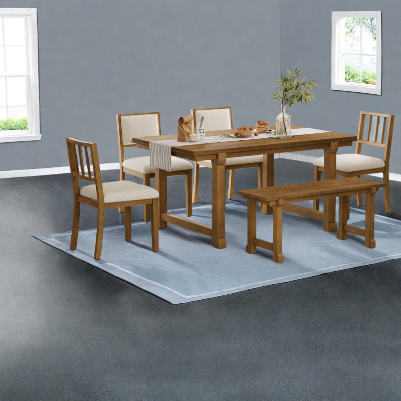 Dining Table Sets(must Include Both Table And Chair), 6 Piece Solid Wood Mdf Farmhouse Set For Kitchen Dining