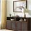 Buffet en rotin 63 po avec rangement, crédence de bar à vin rétro, grande console média