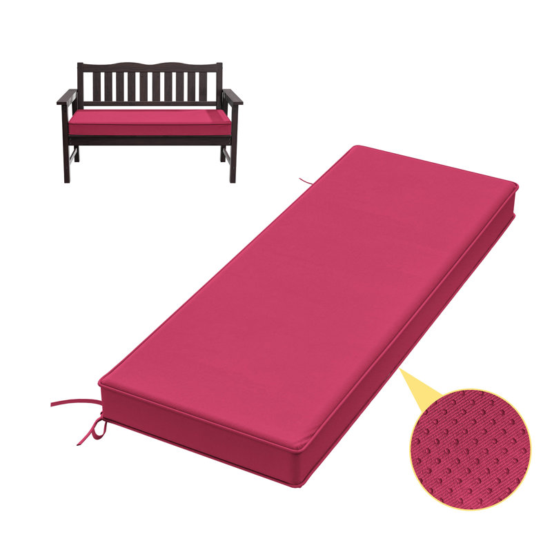 3" Thick Anti-Slip Bench Cushion For Indoor And Outdoor Use, 45" W x 18" D, Pink