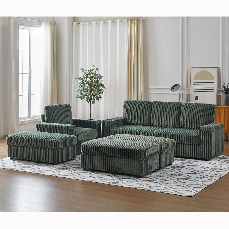 Canapé inclinable simple en velours côtelé avec canapé 3 places, Vert