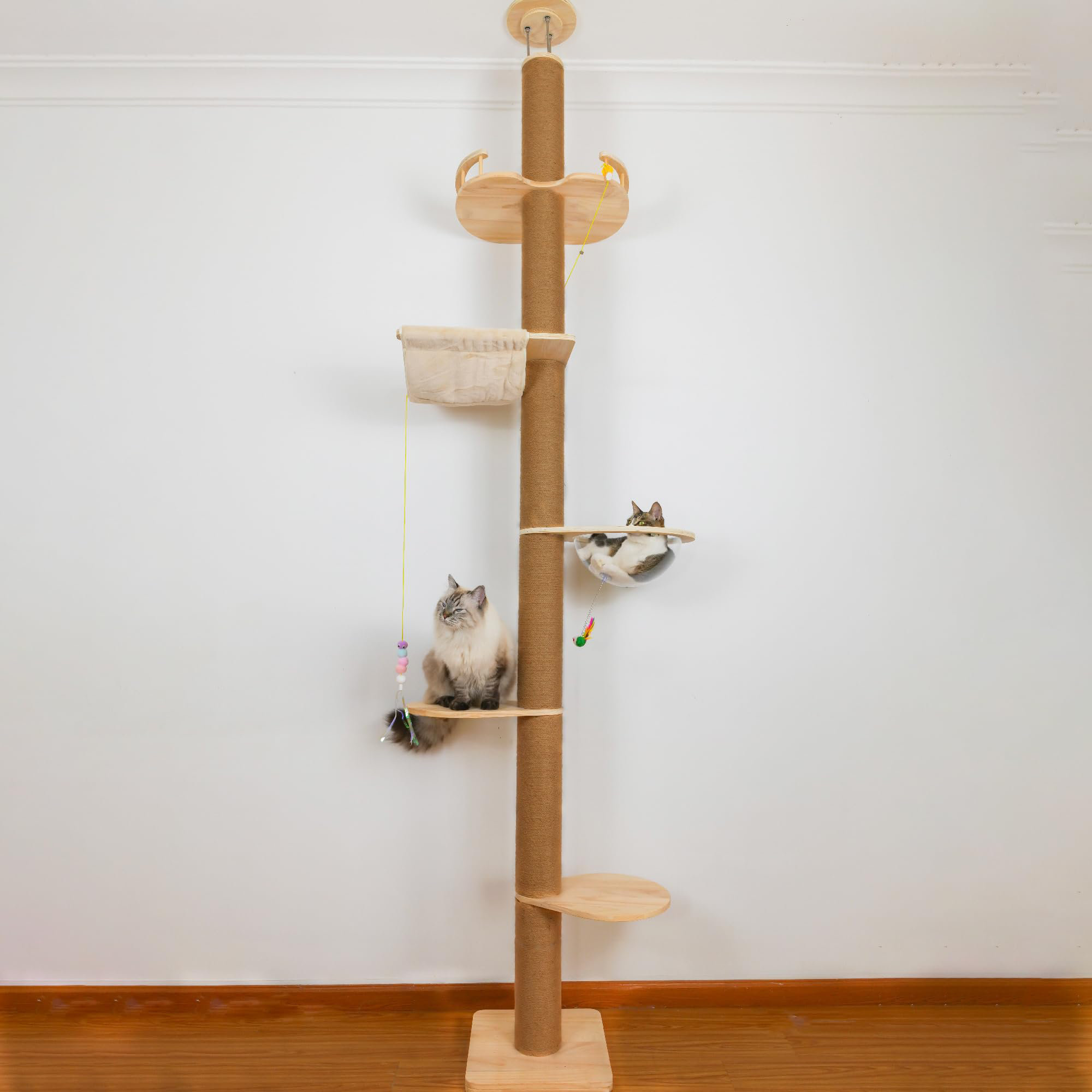 COAHAHA Adjustable Floor-To-Ceiling Cat Tree, 55-120 Inches