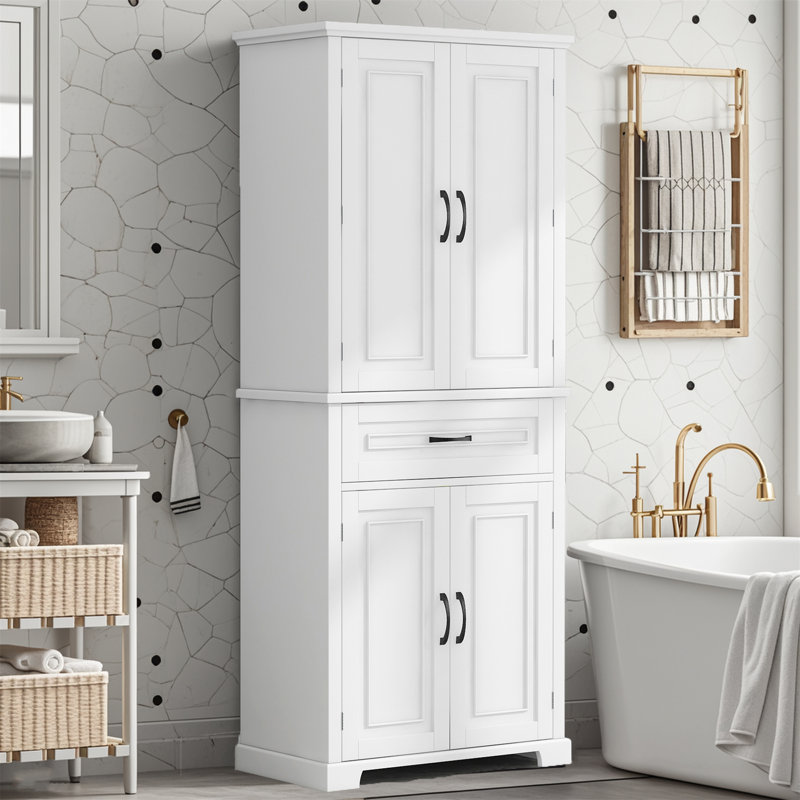 Armoire de rangement multifonctionnelle pour salle de bain Terrazzo - Tablettes réglables, grand espace, installation facile