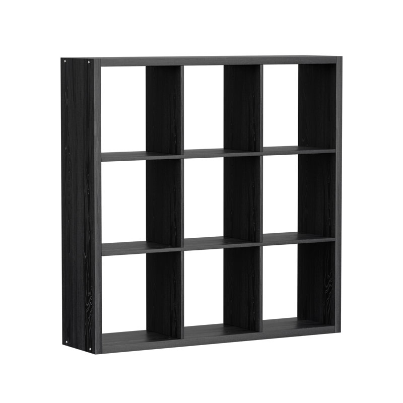 9-Cube Bookcases, Wooden Storage Organizer Bookcase, Black Display Shelf for Living Room Bedroom Office, Black