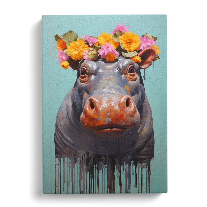 Hippo Contemporary - No Frame Print, 60cm H x 40cm W x 3cm D