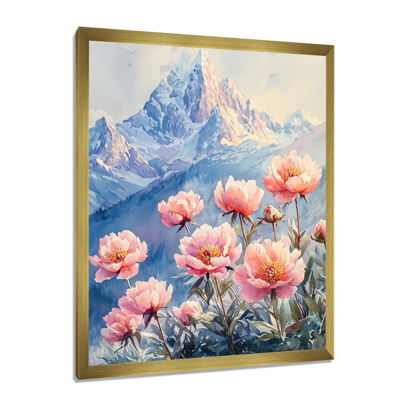 Gilemette - Floral Wall Decor, 44" H x 34" W, Single Picture Framed Print, Gold