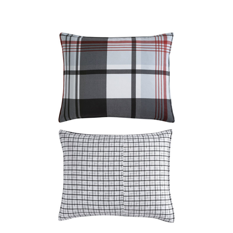 Black and White Plaid Cotton Full/Queen Bedspread Cover Set