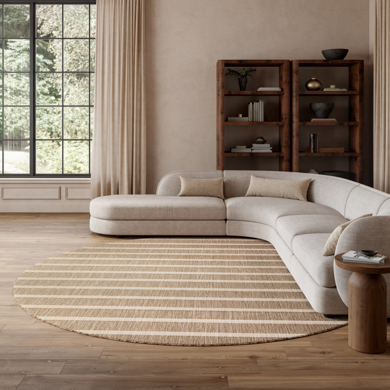  Positano 12' x Round Beige Ivory Modern Rug, Round 12', Beige