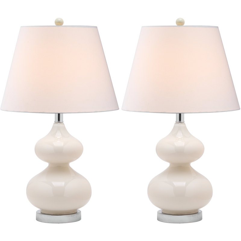 Courtney Glass Table Lamp, White