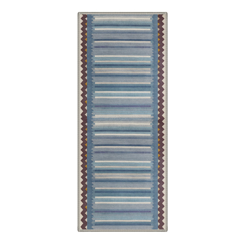 Haven Modern Machine Washable Blue Indoor Area Rug with Non-Slip Backing, Runner 2' x 7'