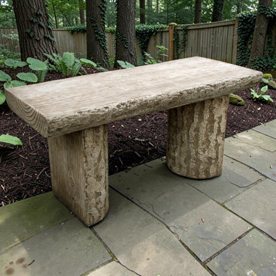 Ponderosa Cast Stone Bench - Outdoor Garden Bench