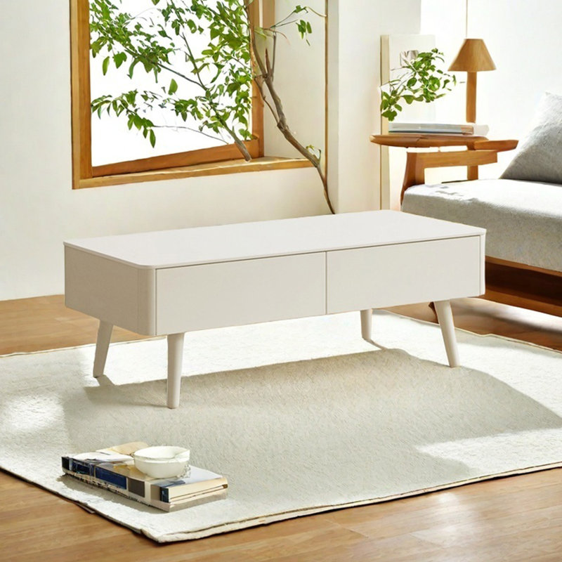 Simple rectangular solid wood coffee table, 16.5" H x 47.2" L x 22" W